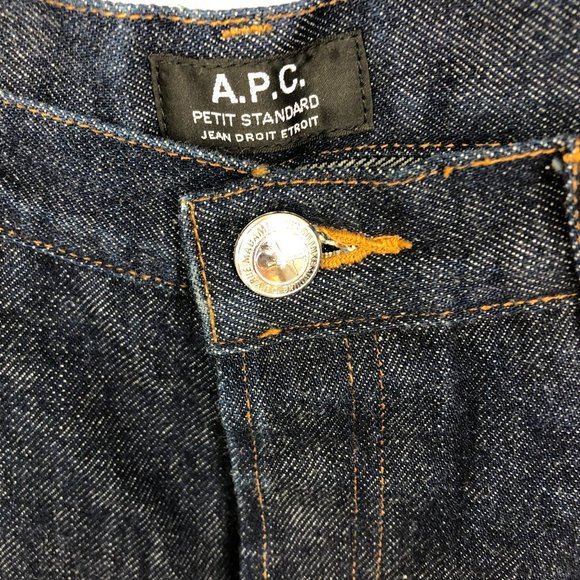 A.P.C. Petit New Standard Unisex fitted jeans button fly in Raw dark Indigo 30 - Picture 12 of 16